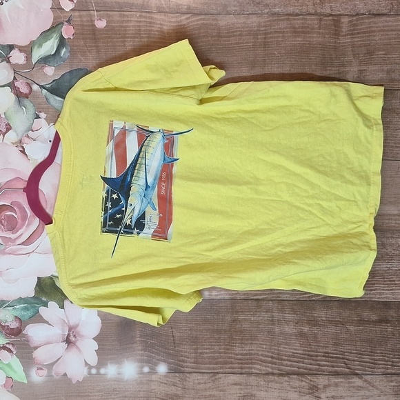 YELLOW GUY HARVEY T-SHIRT XL YOUTH - Picture 1 of 4